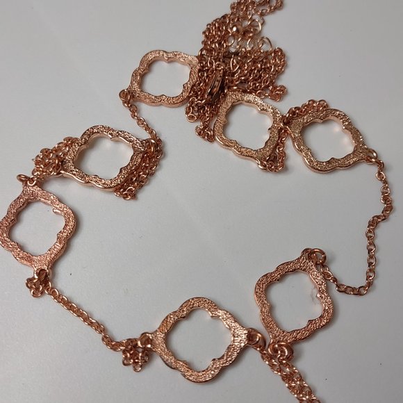 Long Rose Gold Tone Decorative Necklace 38 To 40.5 Inches - Picture 12 of 12